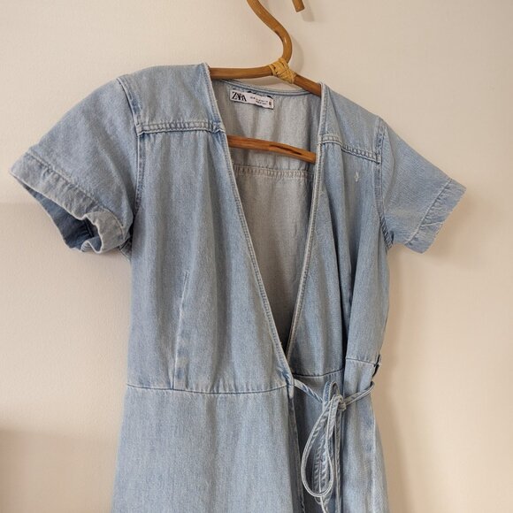 Zara Midi Denim Wrap Dress - Picture 6 of 6